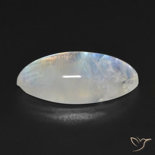 Rainbow Moonstone Gemstone in 21.2 x 8.6 mm Size for Sale, Rainbow Moonstone Stone in Bluish White Color
