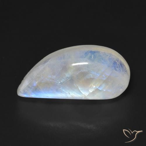 9.04 ct White Rainbow Moonstone Gemstone, Rainbow Moonstone Gem in Fancy Cabochon Shape for Sale.