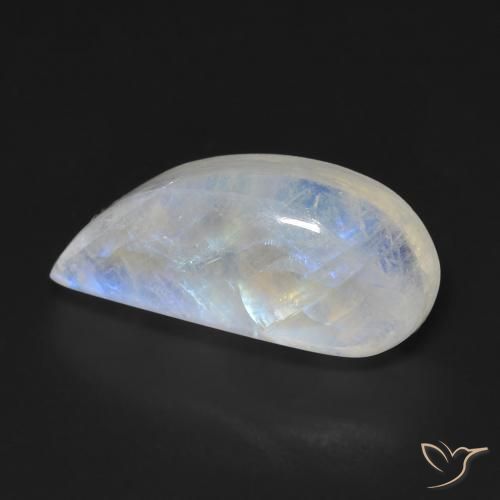 9.04 ct White Rainbow Moonstone Stone, Natural Rainbow Moonstone in Fancy Cabochon Shape for Sale