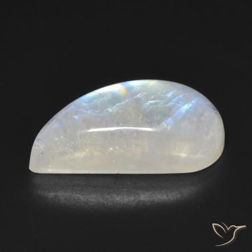 Rainbow Moonstone Gemstone in 19.4 x 8.8 mm Size for Sale, Rainbow Moonstone Stone in Bluish White Color