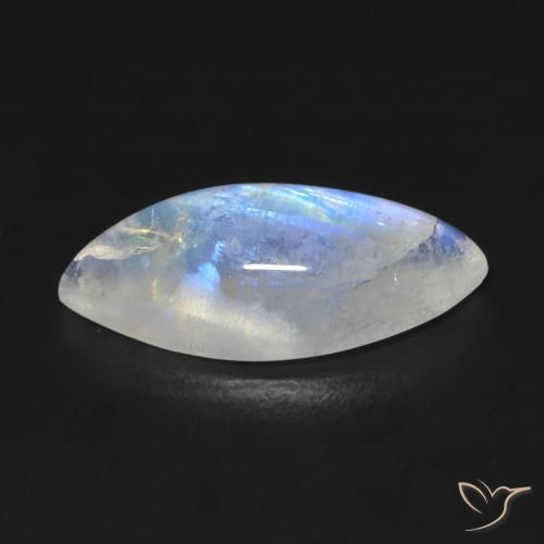 Rainbow Moonstone Gemstone in 20.1 x 9 mm Size for Sale, Rainbow Moonstone Stone in Bluish White Color