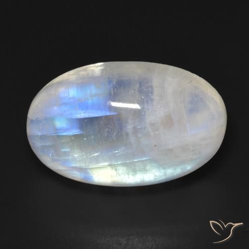 14.73ct Natural Bluish White Rainbow Moonstone, Oval, Transparent