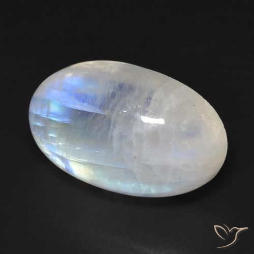 14.73 ct White Rainbow Moonstone Stone, Natural Rainbow Moonstone in Oval Cabochon Shape for Sale