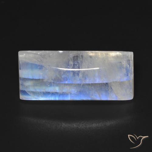 14.85ct Natural Bluish White Rainbow Moonstone, Baguette, Transparent