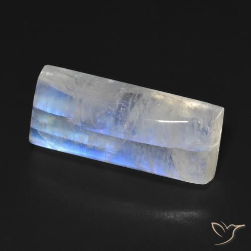 14.85 ct White Rainbow Moonstone Stone, Natural Rainbow Moonstone in Baguette Cabochon Shape for Sale