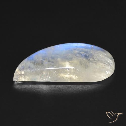 Rainbow Moonstone Gemstone in 21.9 x 9.6 mm Size for Sale, Rainbow Moonstone Stone in Bluish White Color
