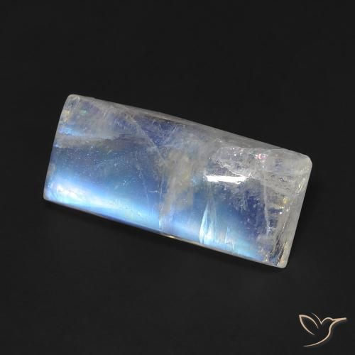 5.90 ct White Rainbow Moonstone Stone, Natural Rainbow Moonstone in Baguette Cabochon Shape for Sale