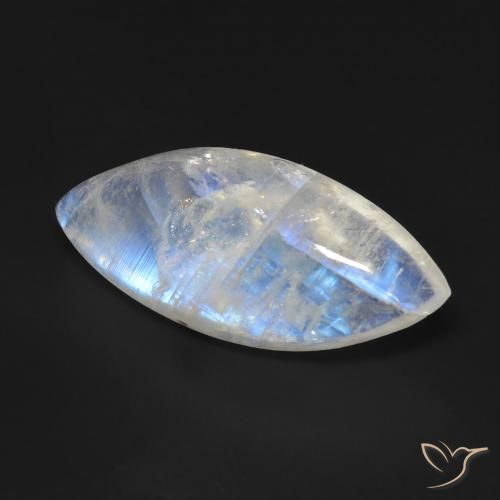 12.95 ct White Rainbow Moonstone Stone, Natural Rainbow Moonstone in Marquise Cabochon Shape for Sale