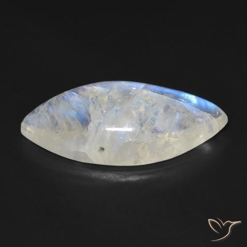 Rainbow Moonstone Gemstone in 25.5 x 11.4 mm Size for Sale, Rainbow Moonstone Stone in Bluish White Color