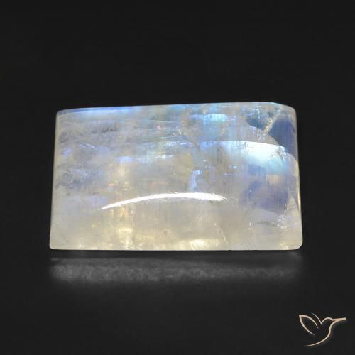 Rainbow Moonstone Gemstone in 20.4 x 12.7 mm Size for Sale, Rainbow Moonstone Stone in Bluish White Color
