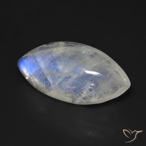 10.53 ct White Rainbow Moonstone Stone, Natural Rainbow Moonstone in Marquise Cabochon Shape for Sale