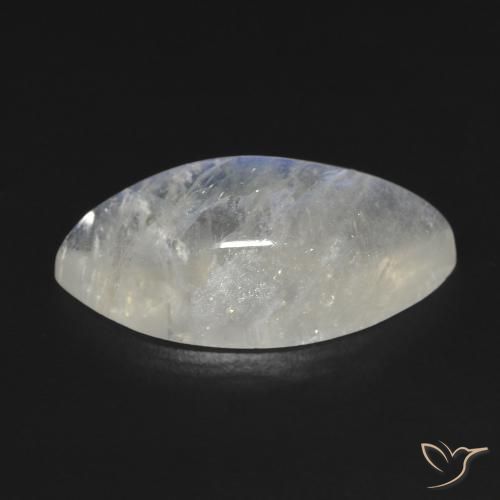 Rainbow Moonstone Gemstone in 21.6 x 11 mm Size for Sale, Rainbow Moonstone Stone in Bluish White Color