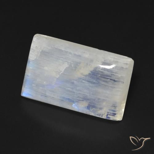 10.02 ct White Rainbow Moonstone Stone, Natural Rainbow Moonstone in Baguette Cabochon Shape for Sale