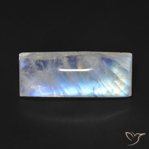11.09ct Natural Bluish White Rainbow Moonstone, Baguette, Transparent