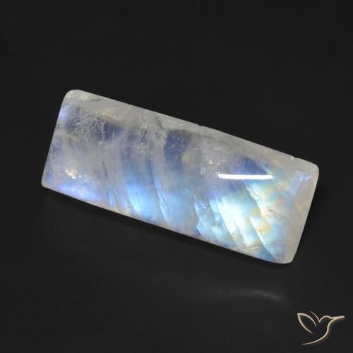 11.09 ct White Rainbow Moonstone Stone, Natural Rainbow Moonstone in Baguette Cabochon Shape for Sale