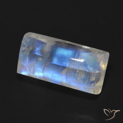 7.06 ct White Rainbow Moonstone Stone, Natural Rainbow Moonstone in Baguette Cabochon Shape for Sale