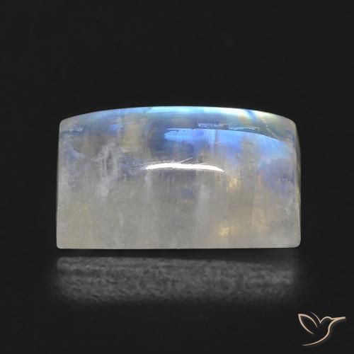 Rainbow Moonstone Gemstone in 14.5 x 7.4 mm Size for Sale, Rainbow Moonstone Stone in Bluish White Color