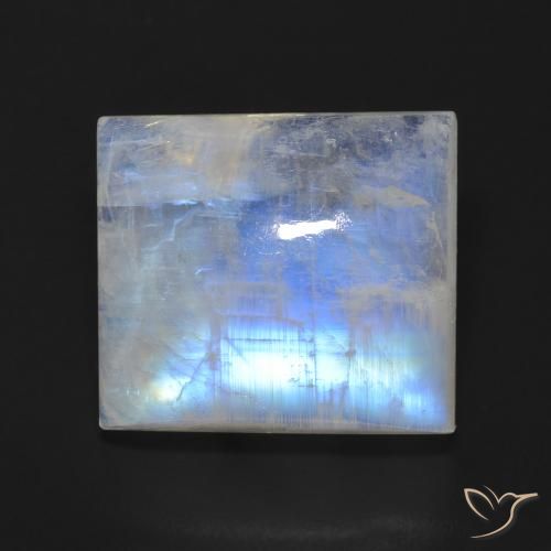 13.64ct Natural Bluish White Rainbow Moonstone, Baguette, Transparent