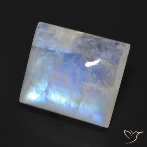 13.64 ct White Rainbow Moonstone Stone, Natural Rainbow Moonstone in Baguette Cabochon Shape for Sale