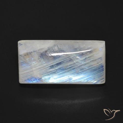 9.27ct Natural Bluish White Rainbow Moonstone, Baguette, Transparent