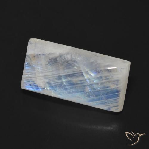 9.27 ct White Rainbow Moonstone Stone, Natural Rainbow Moonstone in Baguette Cabochon Shape for Sale