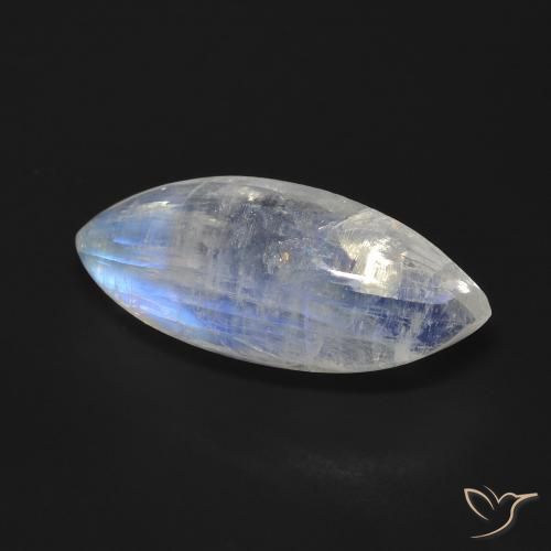 9.27 ct White Rainbow Moonstone Stone, Natural Rainbow Moonstone in Marquise Cabochon Shape for Sale