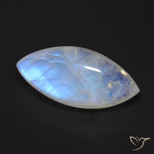 24.44 ct White Rainbow Moonstone Stone, Natural Rainbow Moonstone in Marquise Cabochon Shape for Sale