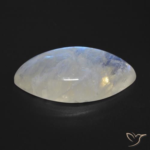 Rainbow Moonstone Gemstone in 29 x 13.7 mm Size for Sale, Rainbow Moonstone Stone in Bluish White Color