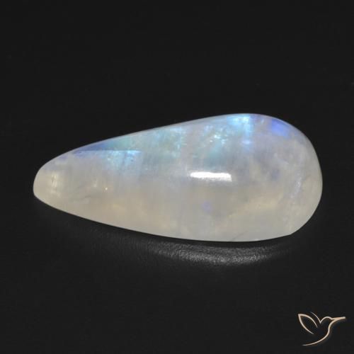 Rainbow Moonstone Gemstone in 20.9 x 10 mm Size for Sale, Rainbow Moonstone Stone in Bluish White Color