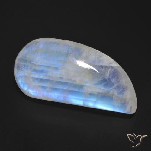 30.49 ct White Rainbow Moonstone Stone, Natural Rainbow Moonstone in Fancy Cabochon Shape for Sale