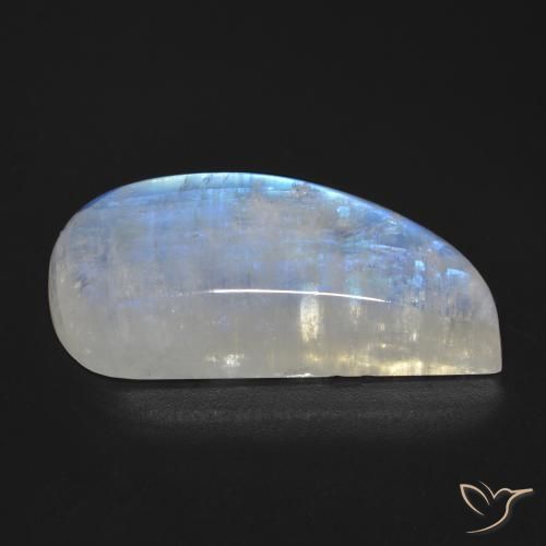 Rainbow Moonstone Gemstone in 30.4 x 14.7 mm Size for Sale, Rainbow Moonstone Stone in Bluish White Color