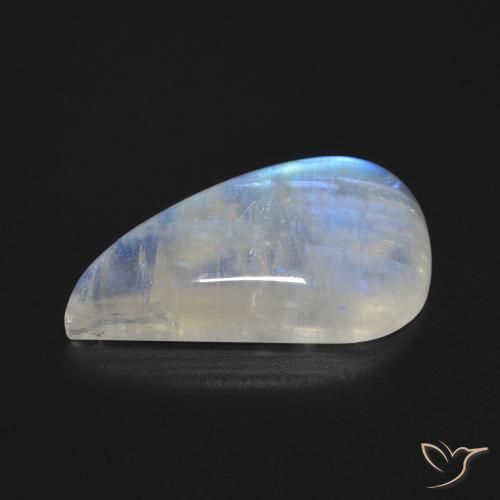 Rainbow Moonstone Gemstone in 27.3 x 15.6 mm Size for Sale, Rainbow Moonstone Stone in Bluish White Color