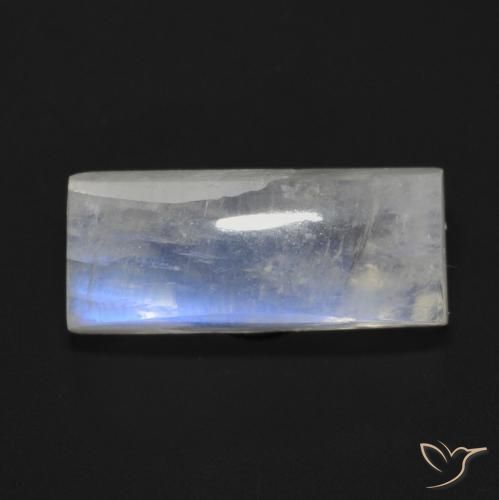 7.87ct Natural Bluish White Rainbow Moonstone, Baguette, Transparent