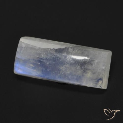 7.87 ct White Rainbow Moonstone Stone, Natural Rainbow Moonstone in Baguette Cabochon Shape for Sale
