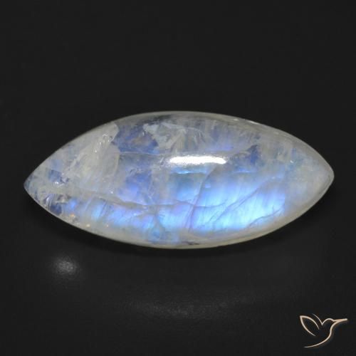 Pierre de Lune Arc en Ciel Marquise en damier des États-Unis 11,83 ct, dimension 22,5 x 10mm, pureté Transparent, pierre gemme naturelle Non traité, 1 pièce Pierre de Lune Arc en Ciel de couleur Blanc bleuâtre, dureté Mohs de 6 à 6.5, Photo A