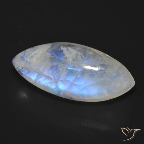 11.83 ct White Rainbow Moonstone Stone, Natural Rainbow Moonstone in Marquise Cabochon Shape for Sale