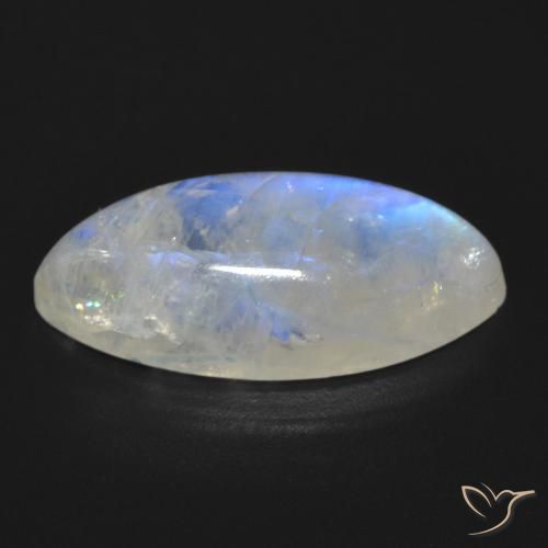Rainbow Moonstone Gemstone in 22.5 x 10 mm Size for Sale, Rainbow Moonstone Stone in Bluish White Color