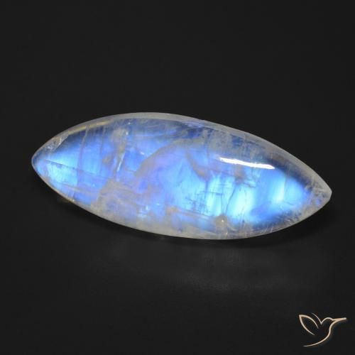 17.01 ct White Rainbow Moonstone Stone, Natural Rainbow Moonstone in Marquise Cabochon Shape for Sale