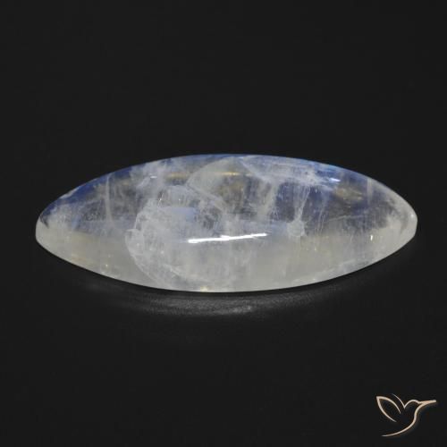 Rainbow Moonstone Gemstone in 31.1 x 12.2 mm Size for Sale, Rainbow Moonstone Stone in Bluish White Color