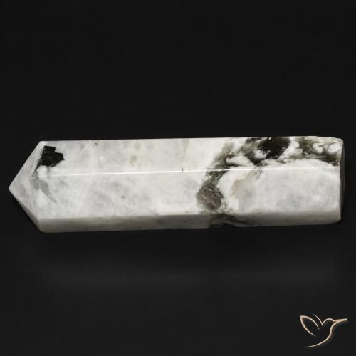 Rainbow Moonstone Gemstone in 42.3 x 11.9 mm Size for Sale, Rainbow Moonstone Stone in White with Black Color