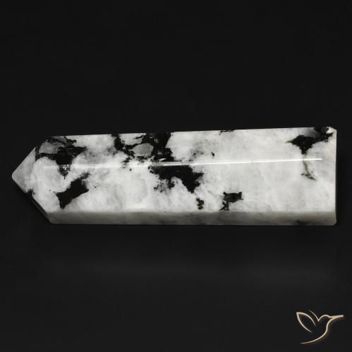 Rainbow Moonstone Gemstone in 40.2 x 12.4 mm Size for Sale, Rainbow Moonstone Stone in White with Black Color