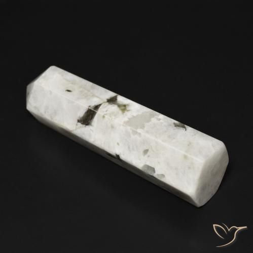 41.14 ct White Rainbow Moonstone Stone, Natural Rainbow Moonstone in Pencil Cut Shape for Sale