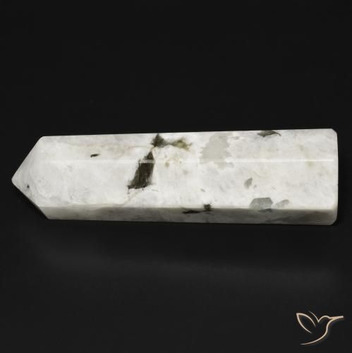 Rainbow Moonstone Gemstone in 40.2 x 12 mm Size for Sale, Rainbow Moonstone Stone in White with Black Color
