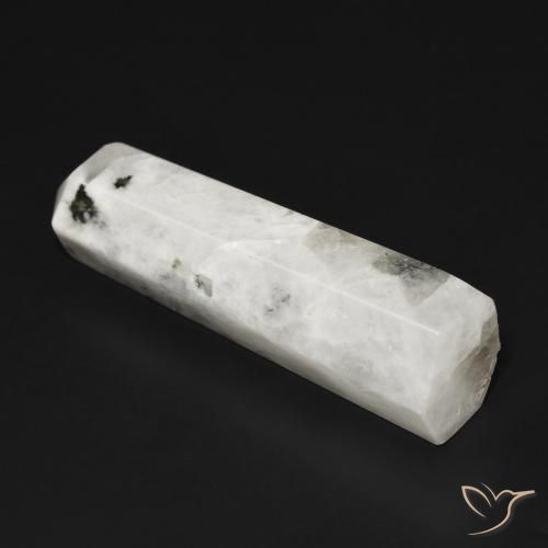 25.91 ct White Rainbow Moonstone Stone, Natural Rainbow Moonstone in Pencil Cut Shape for Sale