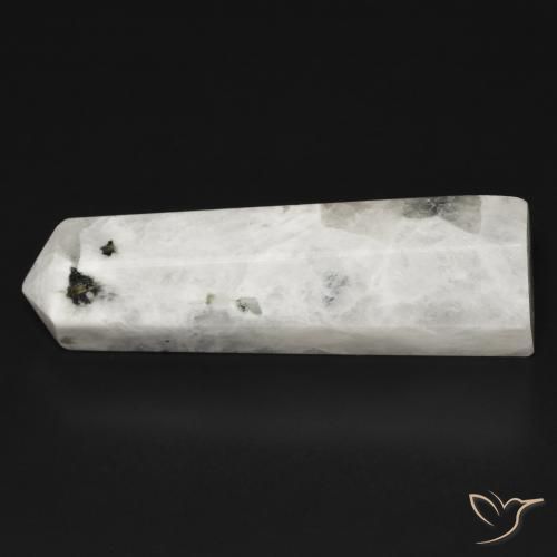 Rainbow Moonstone Gemstone in 33.8 x 10.7 mm Size for Sale, Rainbow Moonstone Stone in White with Black Color
