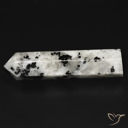 Rainbow Moonstone Gemstone in 41.2 x 10.4 mm Size for Sale, Rainbow Moonstone Stone in White with Black Color