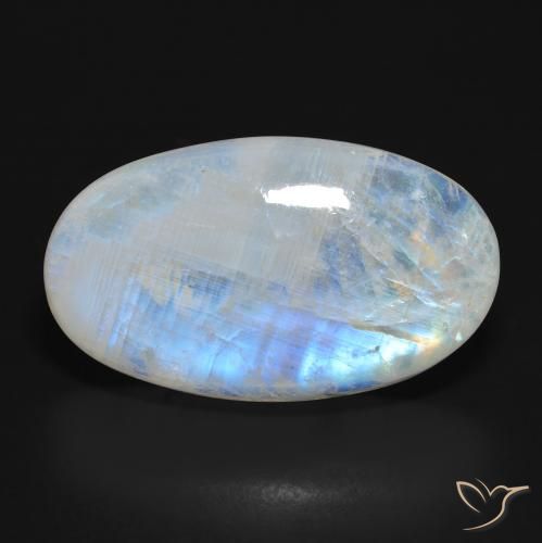37.92ct Natural Bluish White Rainbow Moonstone, Oval, Translucent