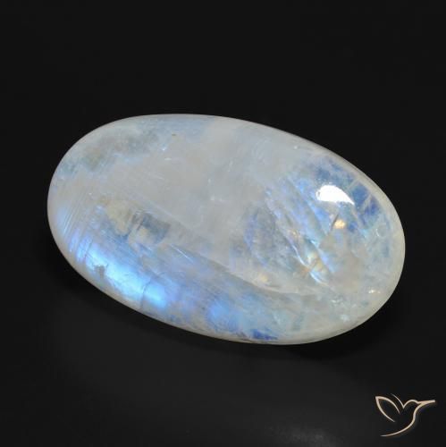 37.92 ct White Rainbow Moonstone Stone, Natural Rainbow Moonstone in Oval Cabochon Shape for Sale