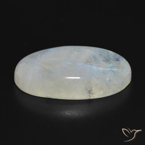 Rainbow Moonstone Gemstone in 31.2 x 18.2 mm Size for Sale, Rainbow Moonstone Stone in Bluish White Color