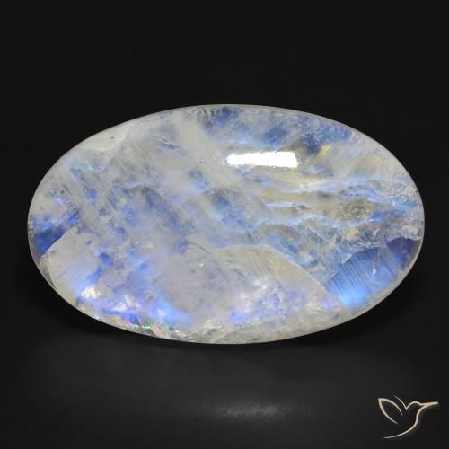 46.21ct Natural Bluish White Rainbow Moonstone, Oval, Translucent